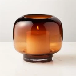 Coco Round Smoked Amber Glass Hurricane Candle Holder Small -Furniture Sales Store CocoSmkdGlassHrrcnSmROF22