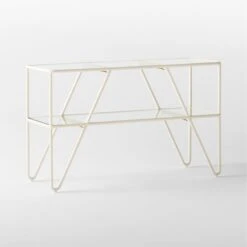 Colombe Ivory Metal Outdoor Console Table With Glass Top -Furniture Sales Store ColombeBlancBarConsole3QSSS23