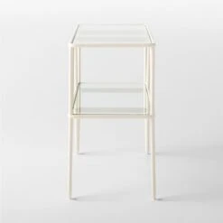 Colombe Ivory Metal Outdoor Console Table With Glass Top -Furniture Sales Store ColombeBlancBarConsoleSDSSS23