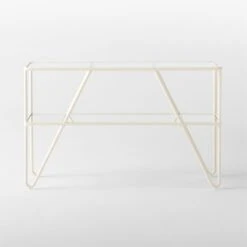 Colombe Ivory Metal Outdoor Console Table With Glass Top -Furniture Sales Store ColombeBlancBarConsoleSOSSS23