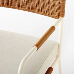 Colombe Ivory Metal And Rattan Outdoor Dining Armchair With Ivory Sunbrella® Cushion -Furniture Sales Store ColombeBlancDiningChairAV2SSS23