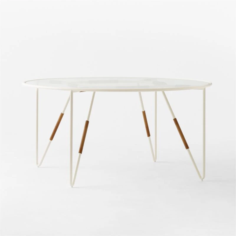 Colombe Round Ivory Metal Outdoor Dining Table With Glass Top 5 Colombe Round Ivory Metal Outdoor Dining Table With Glass Top - Image 5