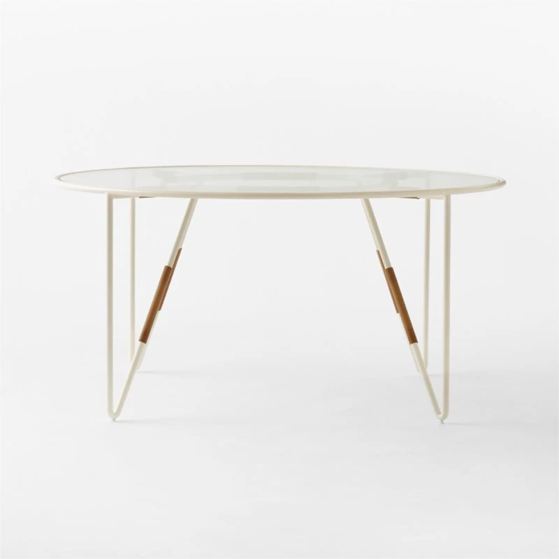 Colombe Round Ivory Metal Outdoor Dining Table With Glass Top 4 Colombe Round Ivory Metal Outdoor Dining Table With Glass Top - Image 4