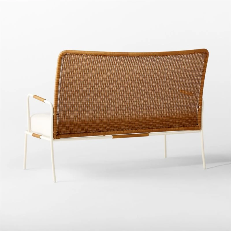 Colombe Ivory Metal And Rattan Outdoor Loveseat With Ivory Sunbrella® Cushions 9 Colombe Ivory Metal And Rattan Outdoor Loveseat With Ivory Sunbrella® Cushions - Image 9