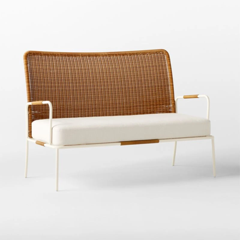 Colombe Ivory Metal And Rattan Outdoor Loveseat With Ivory Sunbrella® Cushions 7 Colombe Ivory Metal And Rattan Outdoor Loveseat With Ivory Sunbrella® Cushions - Image 7