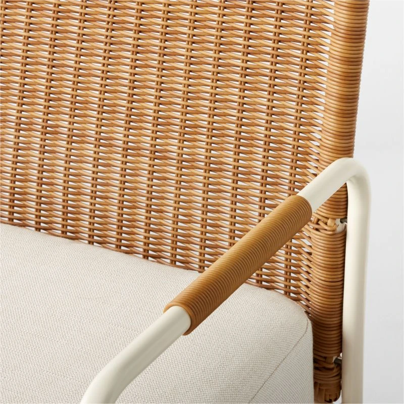 Colombe Ivory Metal And Rattan Outdoor Loveseat With Ivory Sunbrella® Cushions 10 Colombe Ivory Metal And Rattan Outdoor Loveseat With Ivory Sunbrella® Cushions - Image 10