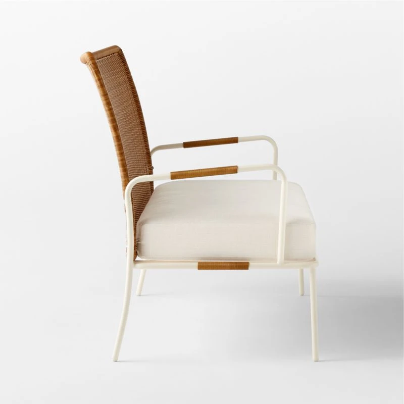 Colombe Ivory Metal And Rattan Outdoor Loveseat With Ivory Sunbrella® Cushions 8 Colombe Ivory Metal And Rattan Outdoor Loveseat With Ivory Sunbrella® Cushions - Image 8