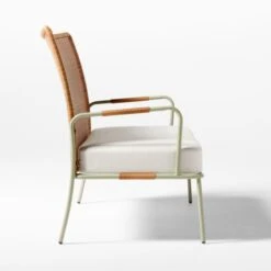 Colombe Green Metal And Rattan Outdoor Loveseat With Ivory Sunbrella® Cushions 9 Colombe Green Metal And Rattan Outdoor Loveseat With Ivory Sunbrella® Cushions -Furniture Sales Store ColombeVertLoveseatSDSSS23