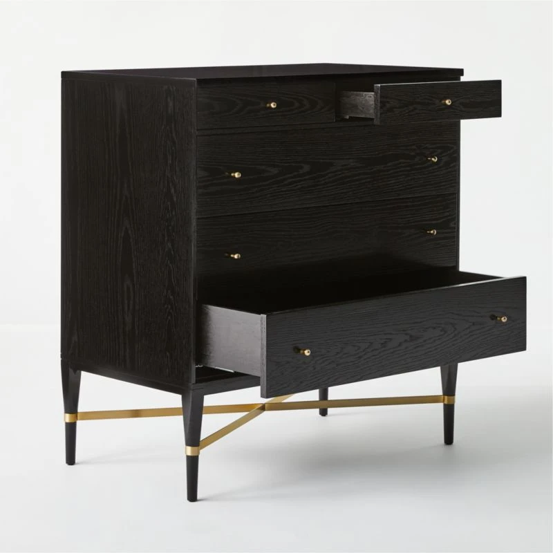 Connoisseur 5-Drawer Black Oak Wood Dresser Model 1003 5 Connoisseur 5-Drawer Black Oak Wood Dresser Model 1003 - Image 5