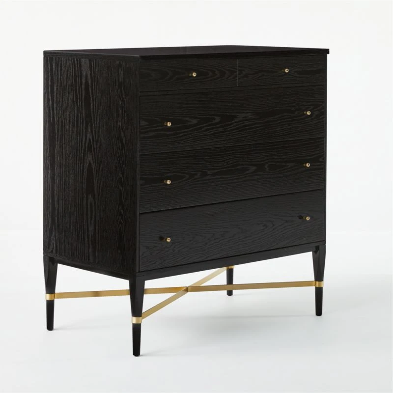 Connoisseur 5-Drawer Black Oak Wood Dresser Model 1003 4 Connoisseur 5-Drawer Black Oak Wood Dresser Model 1003 - Image 4