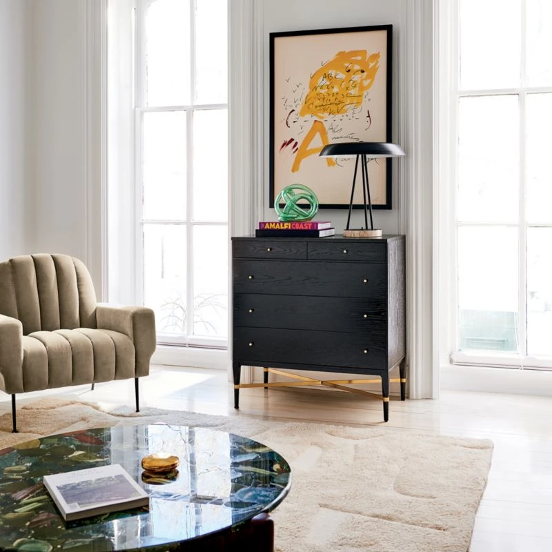 Connoisseur 5-Drawer Black Oak Wood Dresser Model 1003 2 Connoisseur 5-Drawer Black Oak Wood Dresser Model 1003 - Image 2