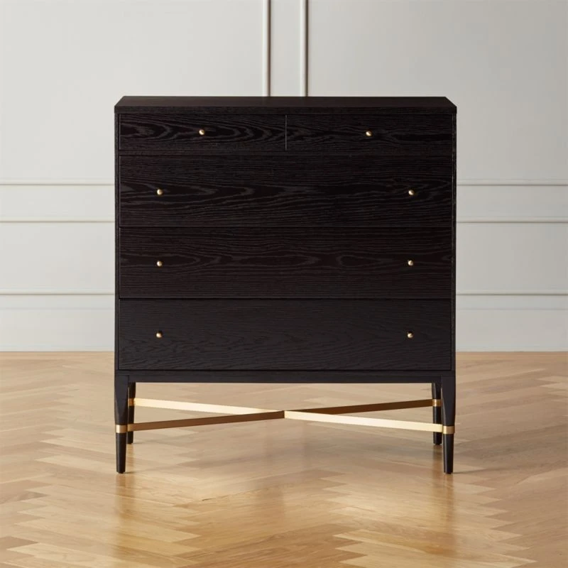 Connoisseur 5-Drawer Black Oak Wood Dresser Model 1003 1 Connoisseur 5-Drawer Black Oak Wood Dresser Model 1003