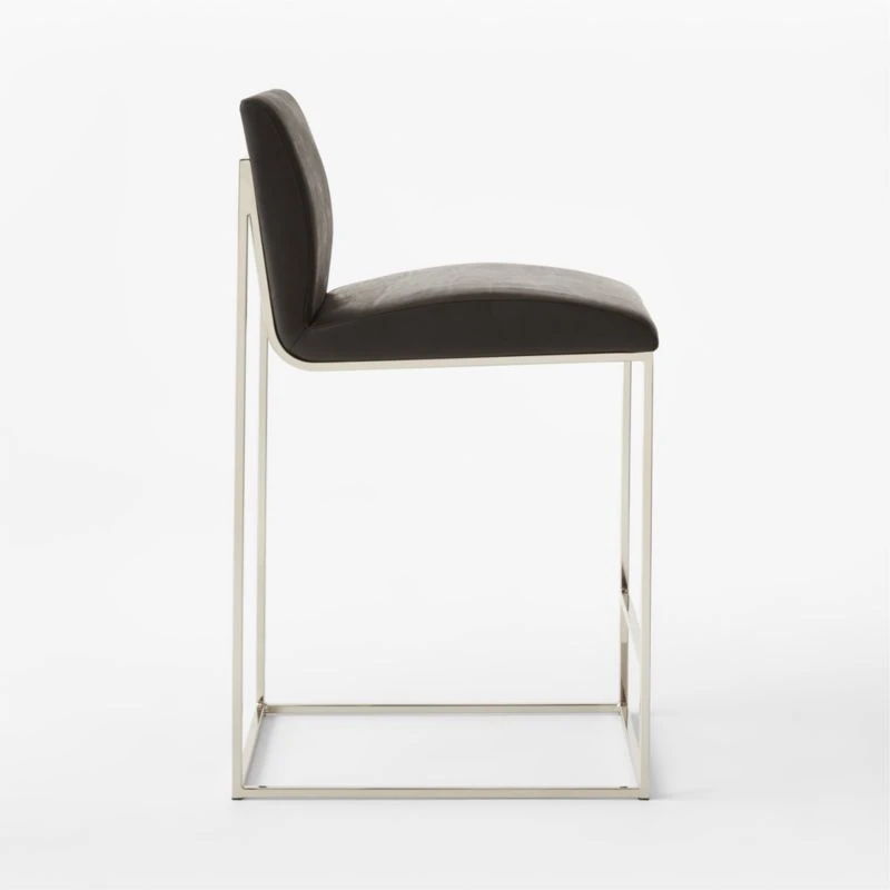 Coop Black Leather Counter Stool Set Of 2 4 Coop Black Leather Counter Stool Set Of 2 - Image 4