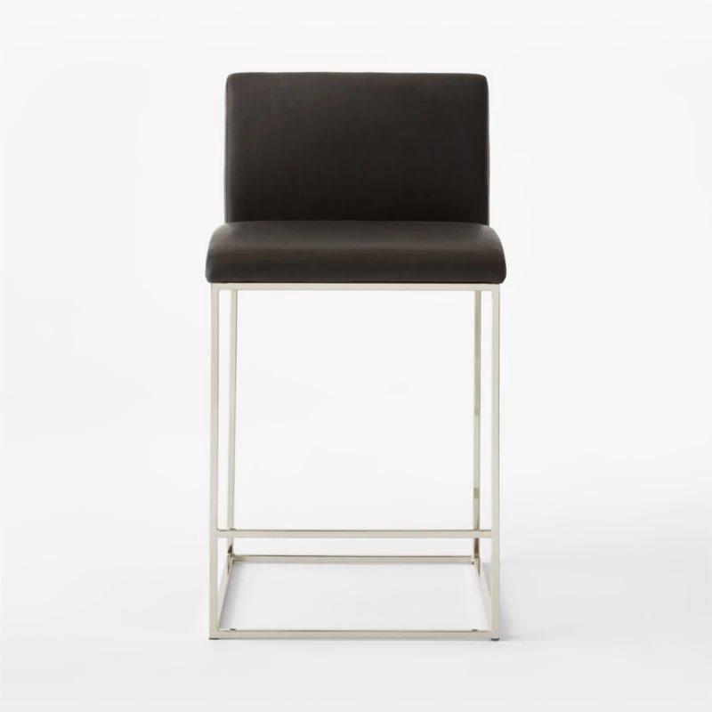 Coop Black Leather Counter Stool Set Of 2 2 Coop Black Leather Counter Stool Set Of 2 - Image 2