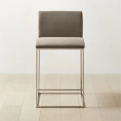 Coop Metal And Mushroom Velvet Counter Stool