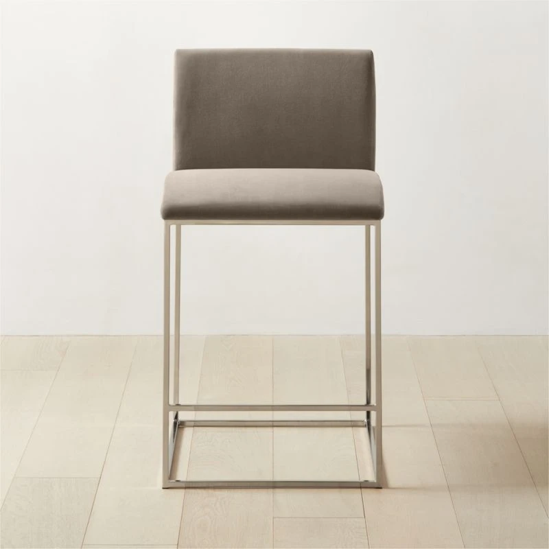 Coop Metal And Mushroom Velvet Counter Stool 1 Coop Metal And Mushroom Velvet Counter Stool