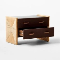 Crillo 2-Drawer Brown Nightstand With Mirror Top 14 Crillo 2-Drawer Brown Nightstand With Mirror Top -Furniture Sales Store CrilloNatNightstand3QAVSSF21