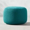 Criss Knit Emerald Pouf
