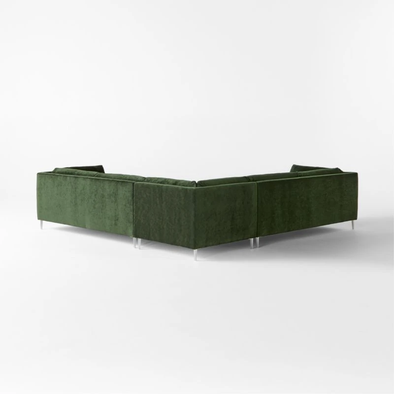 Decker 3-Piece L-Shaped Green Performance Velvet Sectional Sofa 5 Decker 3-Piece L-Shaped Green Performance Velvet Sectional Sofa - Image 5