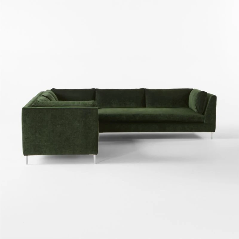 Decker 3-Piece L-Shaped Green Performance Velvet Sectional Sofa 4 Decker 3-Piece L-Shaped Green Performance Velvet Sectional Sofa - Image 4