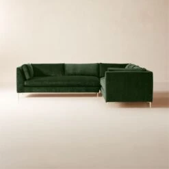 Decker 3-Piece L-Shaped Green Performance Velvet Sectional Sofa