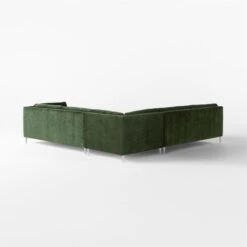 Decker 3-Piece L-Shaped Green Performance Velvet Sectional Sofa With Right Arm 10 Decker 3-Piece L-Shaped Green Performance Velvet Sectional Sofa With Right Arm -Furniture Sales Store Decker3PcGrnALChrSctSofa3QBSSF23