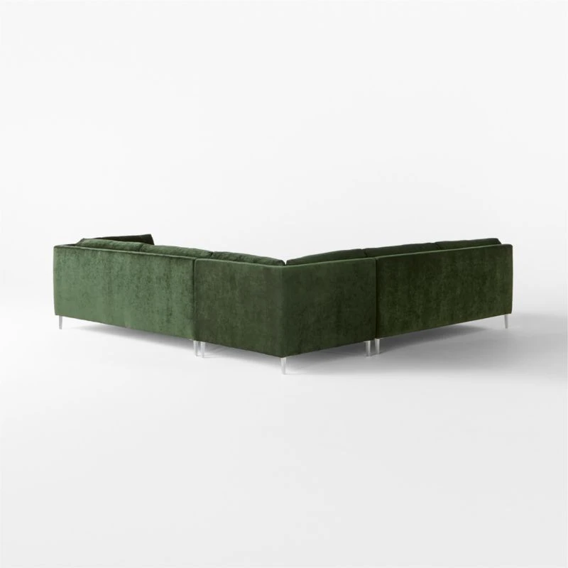 Decker 3-Piece L-Shaped Green Performance Velvet Sectional Sofa With Right Arm 5 Decker 3-Piece L-Shaped Green Performance Velvet Sectional Sofa With Right Arm - Image 5