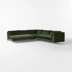 Decker 3-Piece L-Shaped Green Performance Velvet Sectional Sofa With Right Arm 8 Decker 3-Piece L-Shaped Green Performance Velvet Sectional Sofa With Right Arm -Furniture Sales Store Decker3PcGrnALChrSctSofa3QSSF23