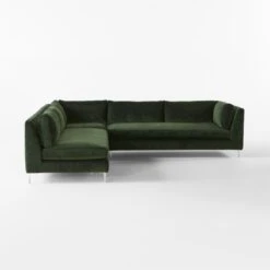 Decker 3-Piece L-Shaped Green Performance Velvet Sectional Sofa With Right Arm 9 Decker 3-Piece L-Shaped Green Performance Velvet Sectional Sofa With Right Arm -Furniture Sales Store Decker3PcGrnALChrSctSofaSDSSF23