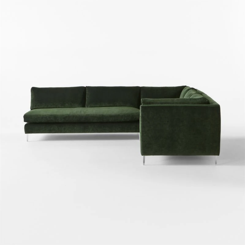 Decker 3-Piece L-Shaped Green Performance Velvet Sectional Sofa With Right Arm 2 Decker 3-Piece L-Shaped Green Performance Velvet Sectional Sofa With Right Arm - Image 2