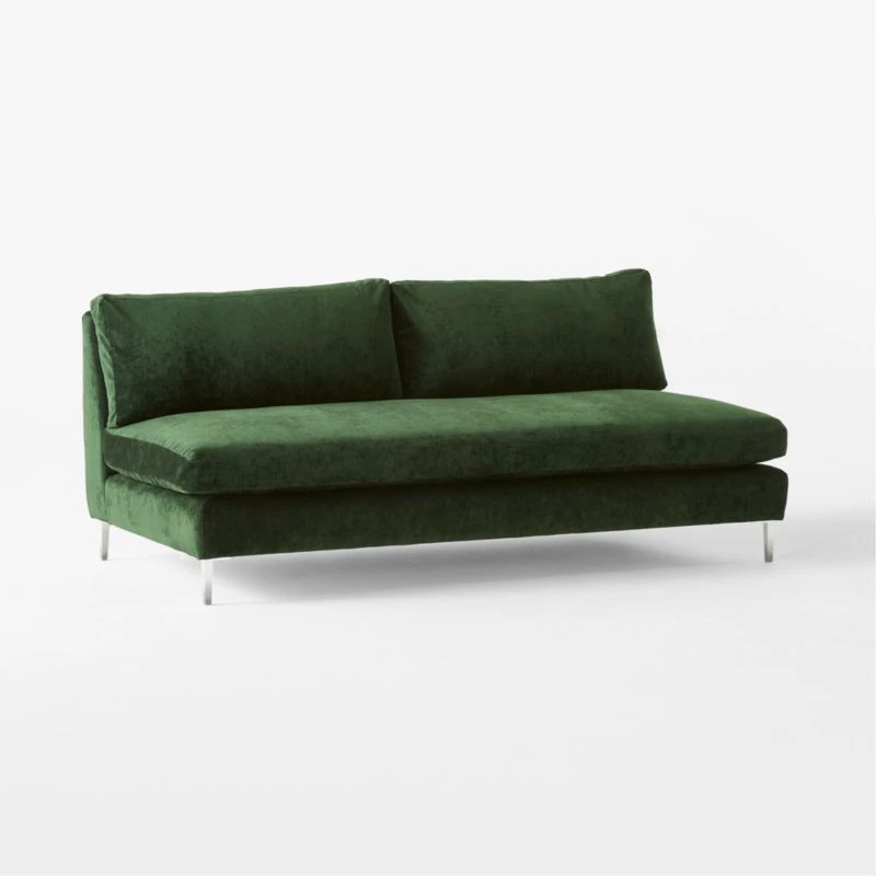 Decker Green Performance Velvet Armless Loveseat 3 Decker Green Performance Velvet Armless Loveseat - Image 3