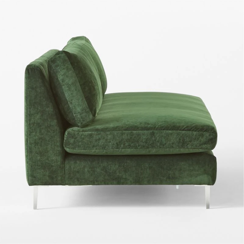 Decker Green Performance Velvet Armless Loveseat 4 Decker Green Performance Velvet Armless Loveseat - Image 4