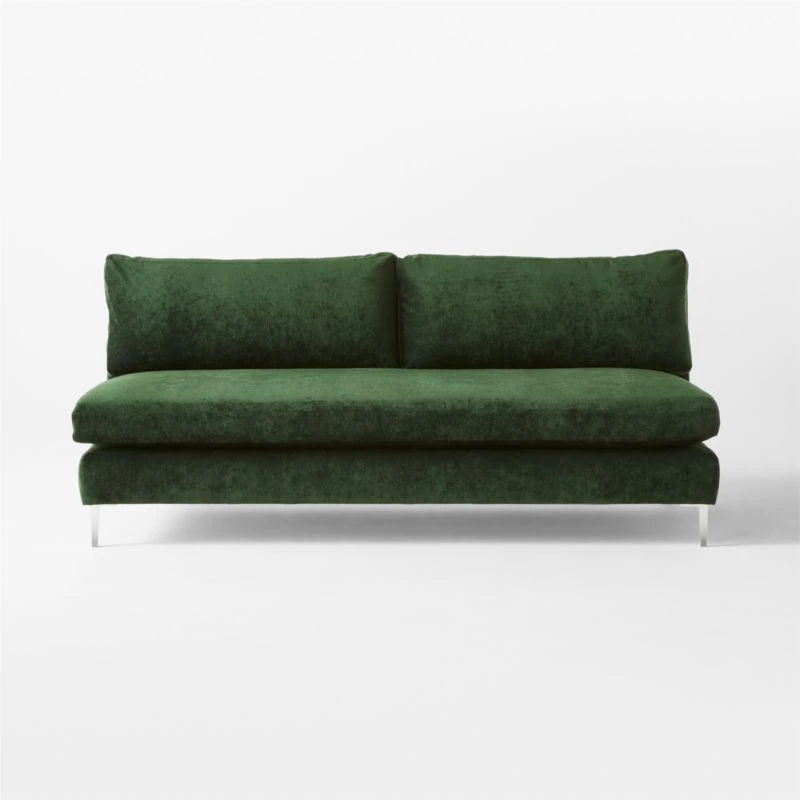 Decker Green Performance Velvet Armless Loveseat 2 Decker Green Performance Velvet Armless Loveseat - Image 2
