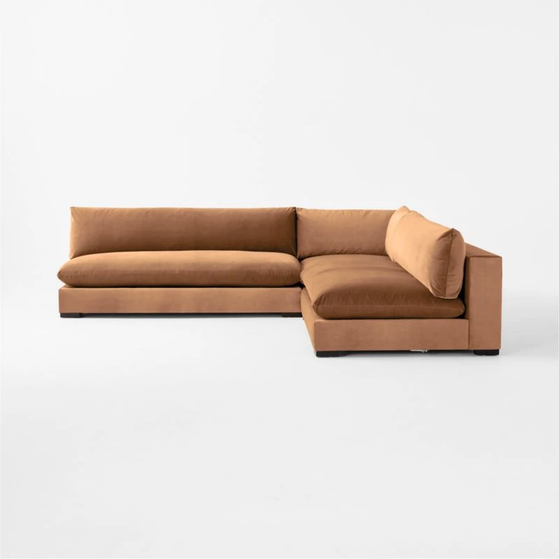 Deseo 3-Piece Modular Copper Brown Performance Velvet Sectional Sofa 2 Deseo 3-Piece Modular Copper Brown Performance Velvet Sectional Sofa - Image 2