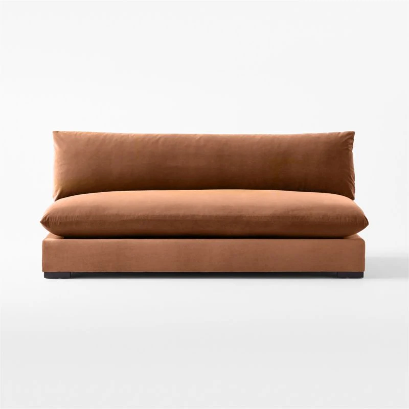 Deseo Copper Brown Performance Velvet Armless Loveseat 2 Deseo Copper Brown Performance Velvet Armless Loveseat - Image 2