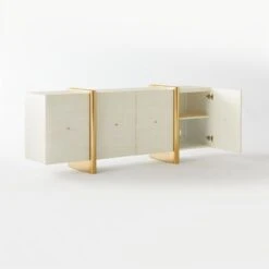 Dorset Lacquered White Linen Credenza -Furniture Sales Store DorsetLinenCredenza3QAVSSS21