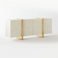 Dorset Lacquered White Linen Credenza -Furniture Sales Store DorsetLinenCredenza3QSSS21