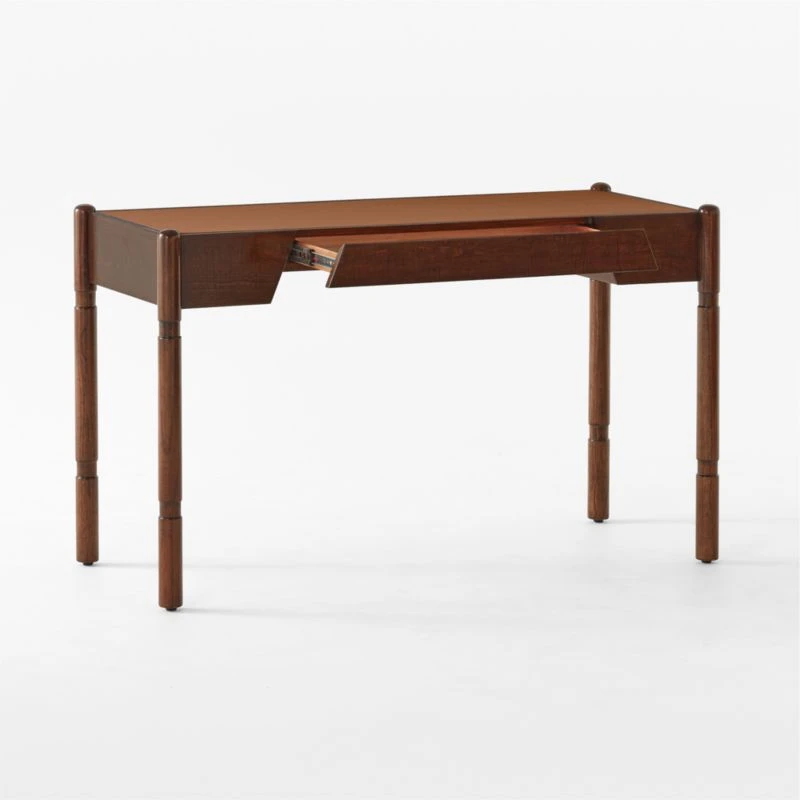 Dreher Brown Leather Desk With Drawer 6 Dreher Brown Leather Desk With Drawer - Image 6