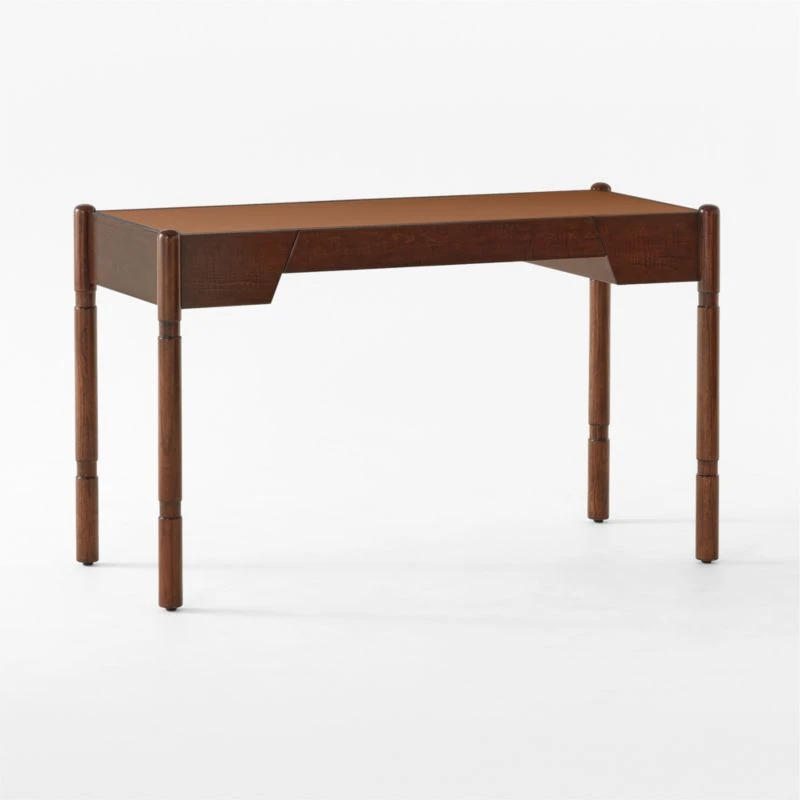 Dreher Brown Leather Desk With Drawer 5 Dreher Brown Leather Desk With Drawer - Image 5