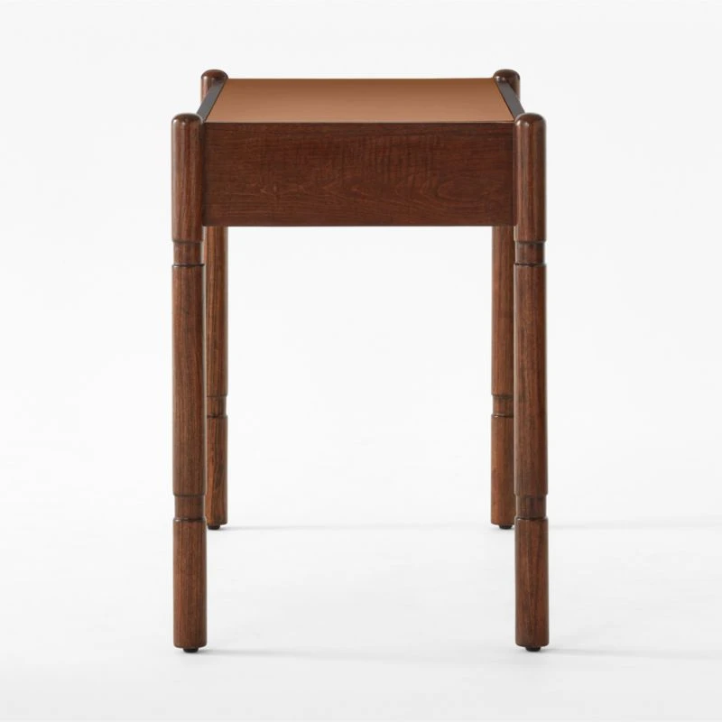 Dreher Brown Leather Desk With Drawer 7 Dreher Brown Leather Desk With Drawer - Image 7