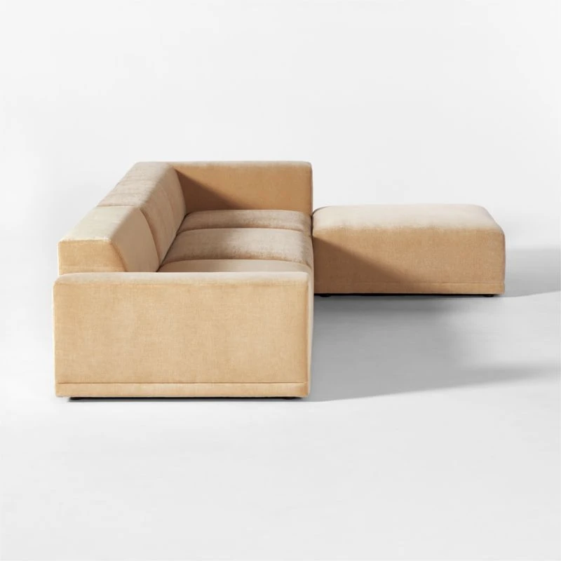 Faible 4-Piece Wheat Performance Velvet Sectional Sofa With Left Arm 4 Faible 4-Piece Wheat Performance Velvet Sectional Sofa With Left Arm - Image 4