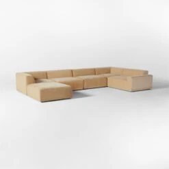 Faible 6-Piece U-Shaped Wheat Performance Velvet Sectional Sofa With Right Arm -Furniture Sales Store FaibleWhtVlvtRA6PcSect3QSSS23