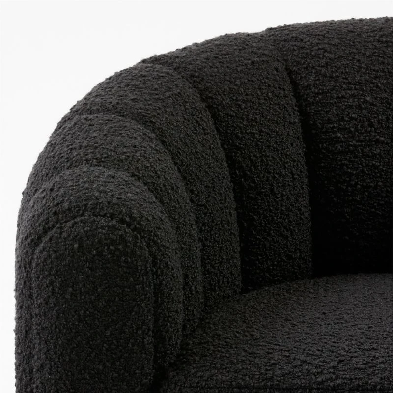 Fitz Channeled Black Boucle Swivel Chair Set Of 2 6 Fitz Channeled Black Boucle Swivel Chair Set Of 2 - Image 6