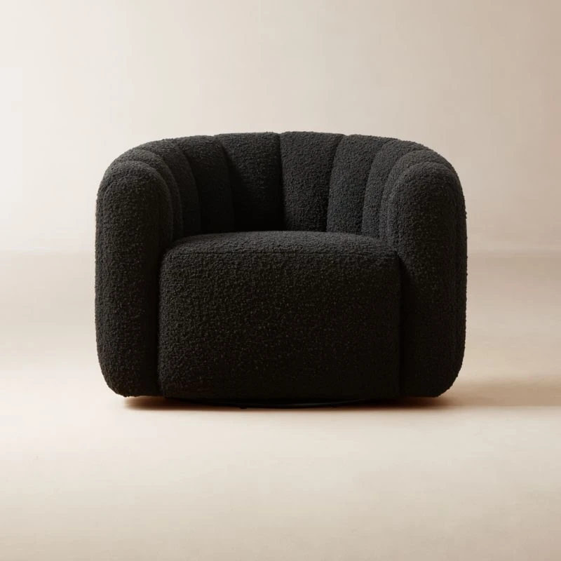 Fitz Channeled Black Boucle Swivel Chair Set Of 2 1 Fitz Channeled Black Boucle Swivel Chair Set Of 2