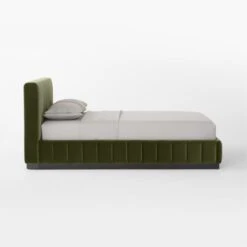 Forte Channeled Green Velvet Queen Bed -Furniture Sales Store ForteGreenQueenBedSDSSF22