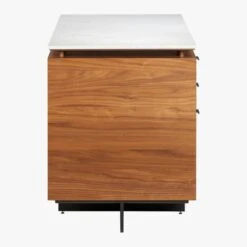 Fullerton 6-Drawer Walnut Wood Desk With White Marble Top -Furniture Sales Store FullertonMdlrDskW2DrwrsSDS18
