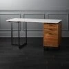 Fullerton 3-Drawer Metal And Walnut Wood Desk With White Marble Top