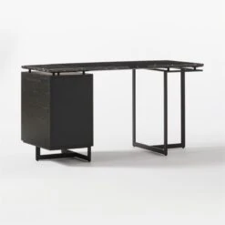 Fullerton 3-Drawer Black Metal And Oak Wood Desk With Black Marble Top 14 Fullerton 3-Drawer Black Metal And Oak Wood Desk With Black Marble Top -Furniture Sales Store FullertonModBkDkWBkDrNLg3QBF20