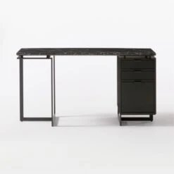 Fullerton 3-Drawer Black Metal And Oak Wood Desk With Black Marble Top 12 Fullerton 3-Drawer Black Metal And Oak Wood Desk With Black Marble Top -Furniture Sales Store FullertonModBkDkWBkDrNLgSOF20