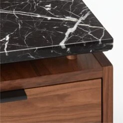 Fullerton 6-Drawer Walnut Wood Desk With Black Marble Top -Furniture Sales Store FullertonModBkDkWWlDrNLgAVF20